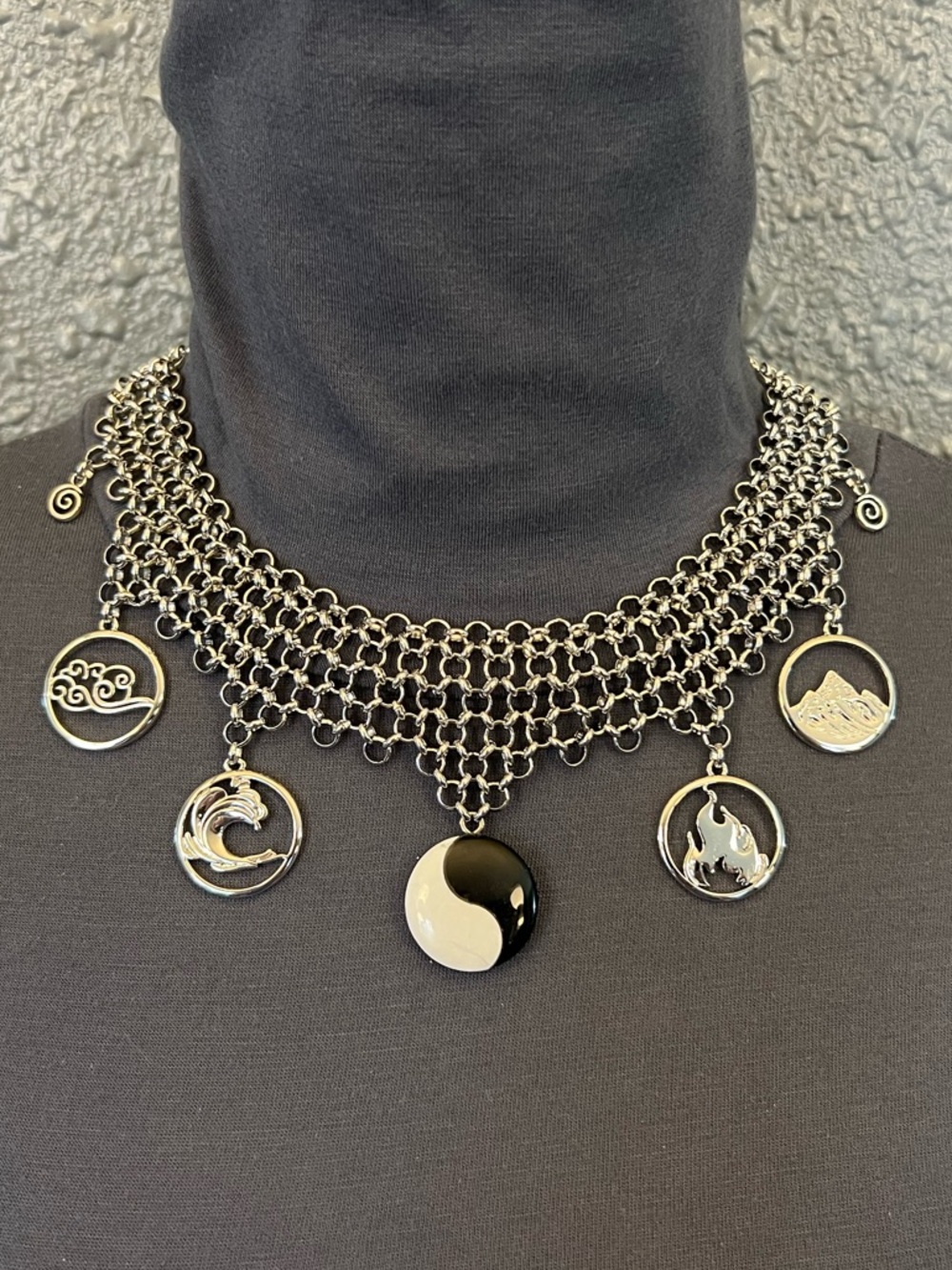 Wheel of Time Aes Sedai Age of Legends Handmade Chainmail Necklace, Elements